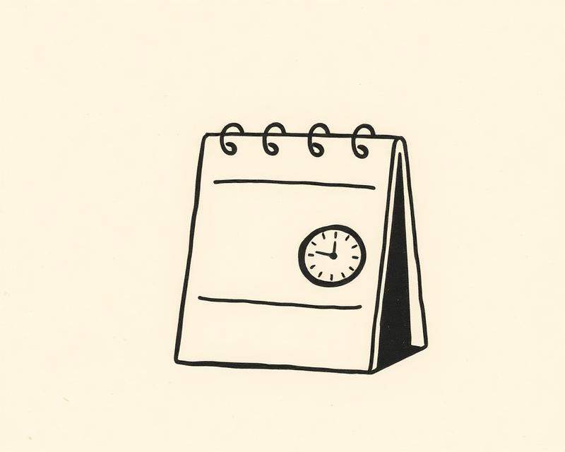 Risograph illustration of a tiny calendar and clock